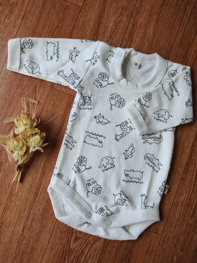 Cuello bajo y manga larga 0 a 3 meses 